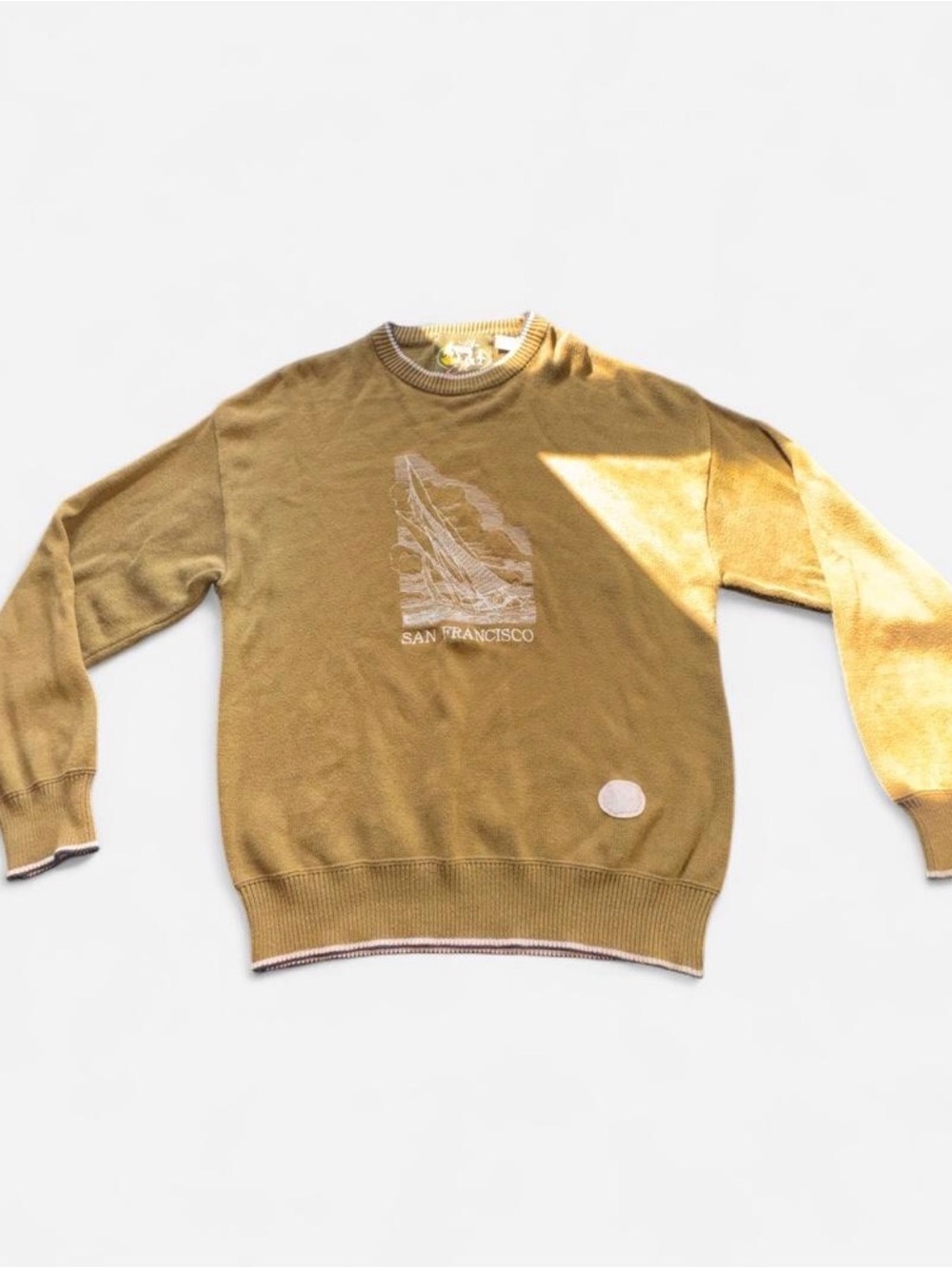 Vintage 90s Elk Casuals San Francisco Embroidered Sailboat Knit Sweater